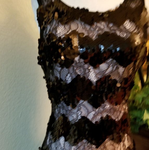 Black and Silver Short Sequin Party Cocktail Dress - Picture 3 of 5